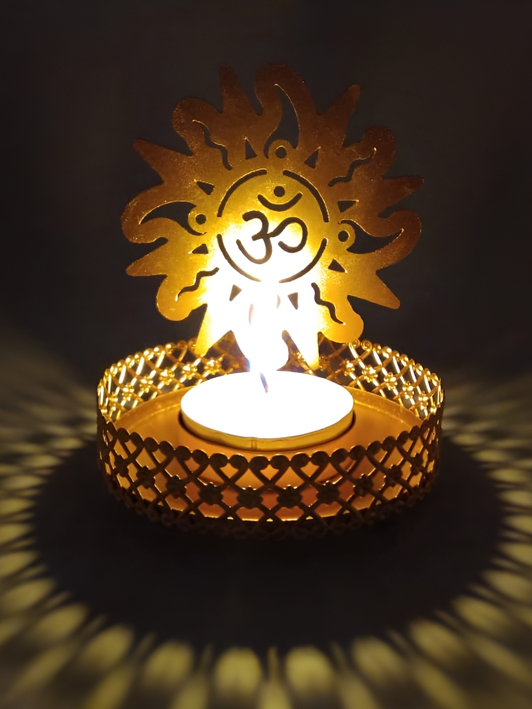 

INDIA MEETS INDIA Gold Toned Textured Brass Candle Holder