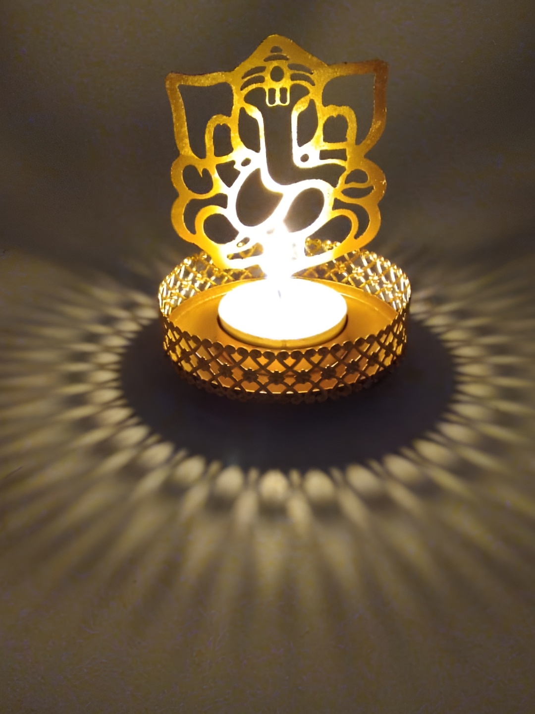 

INDIA MEETS INDIA Gold Toned Textured Brass Candle Holder