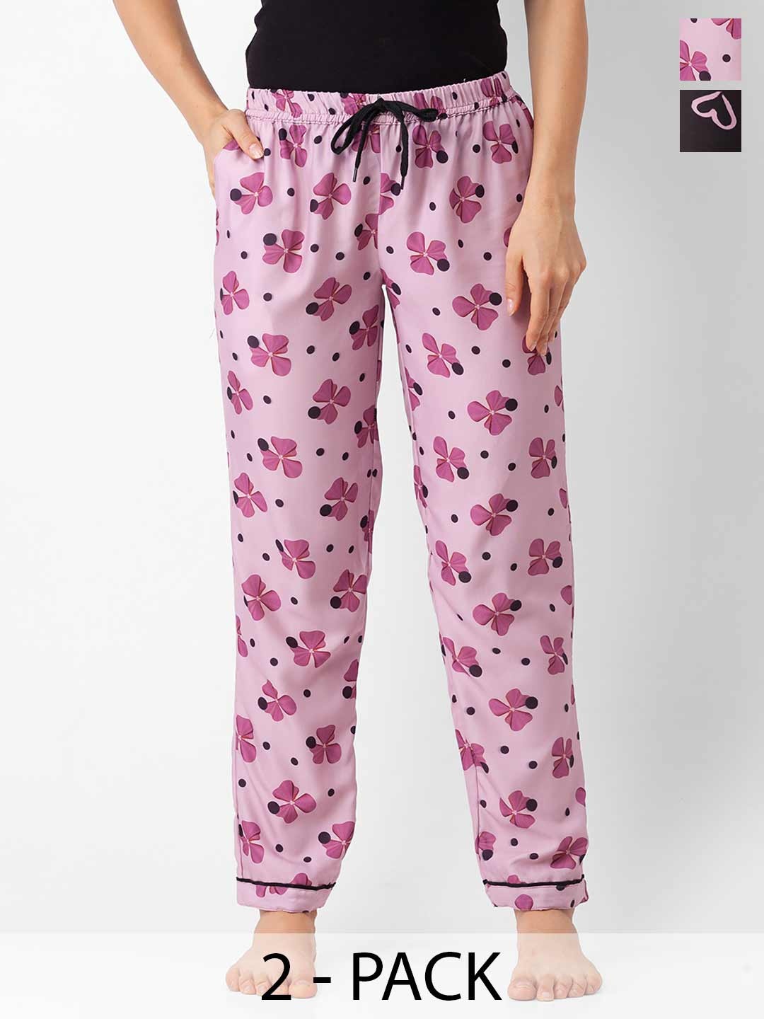 

NOIRA Pack Of 2 Printed Straight-Leg Lounge Pants, Pink