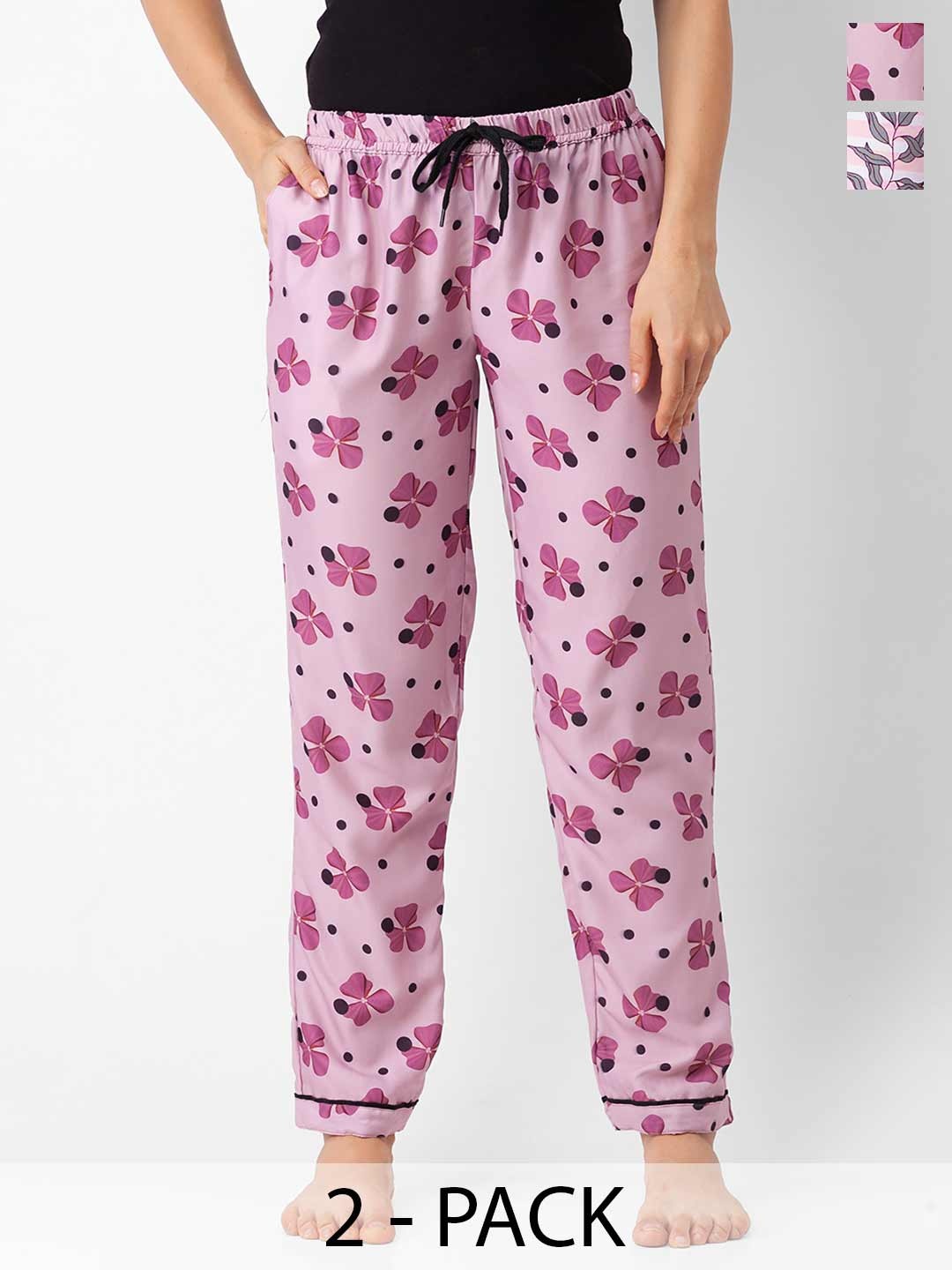 

NOIRA Pack Of 2 Printed Straight-Leg Lounge Pants, Pink
