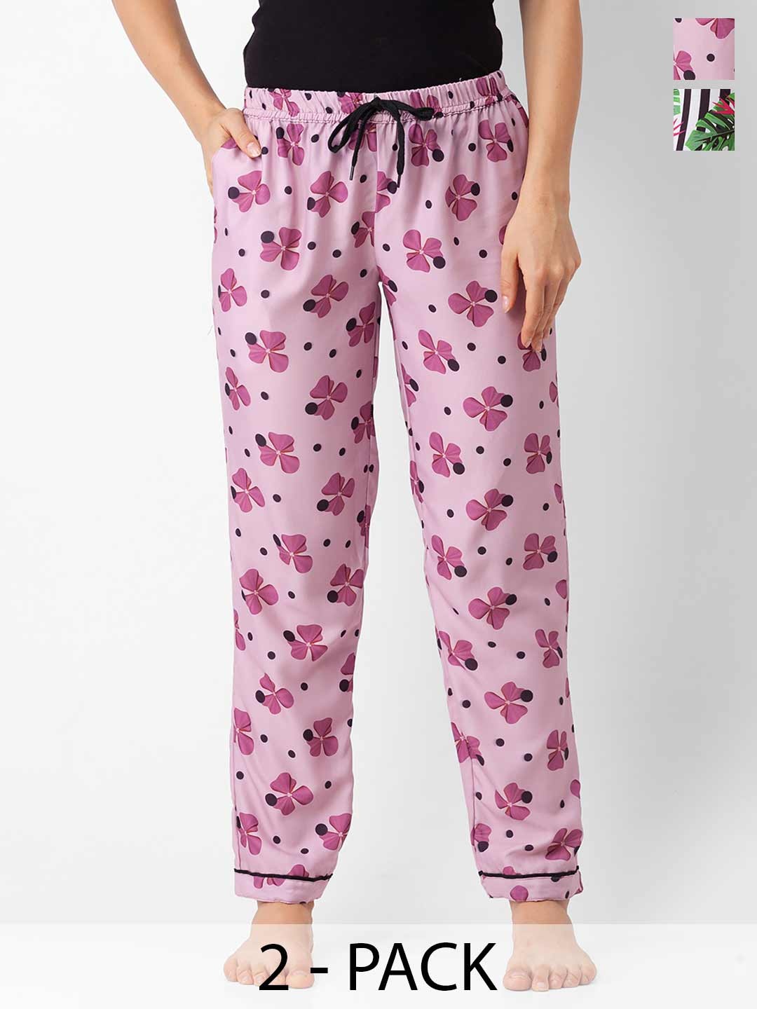 

NOIRA Pack Of 2 Printed Straight-Leg Lounge Pants, Pink