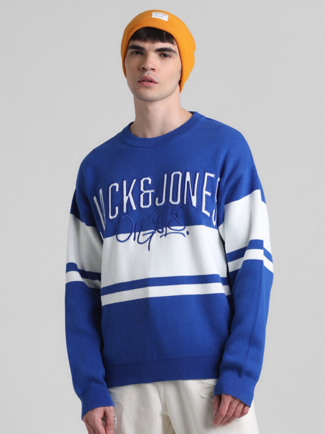 

Jack & Jones Colourblocked Pure Cotton Sweatshirt, Blue