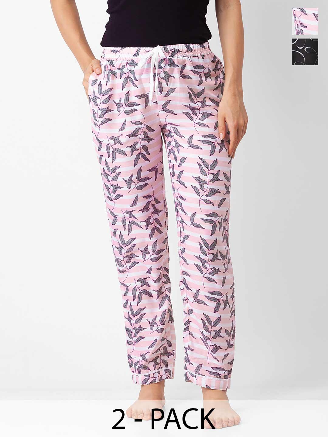 

NOIRA Pack Of 2 Printed Straight-Leg Lounge Pants, Pink