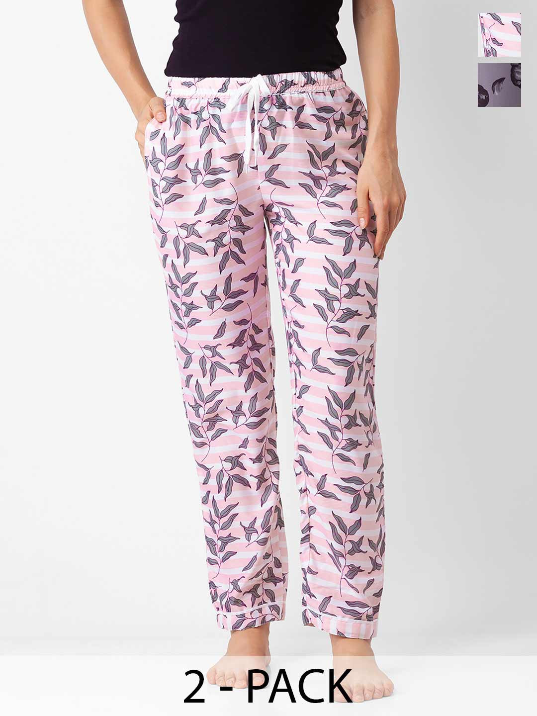 

NOIRA Pack Of 2 Printed Straight-Leg Lounge Pants, Pink
