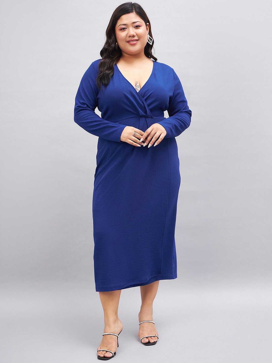 

Sztori Plus Size V-Neck Wrap Dress, Blue
