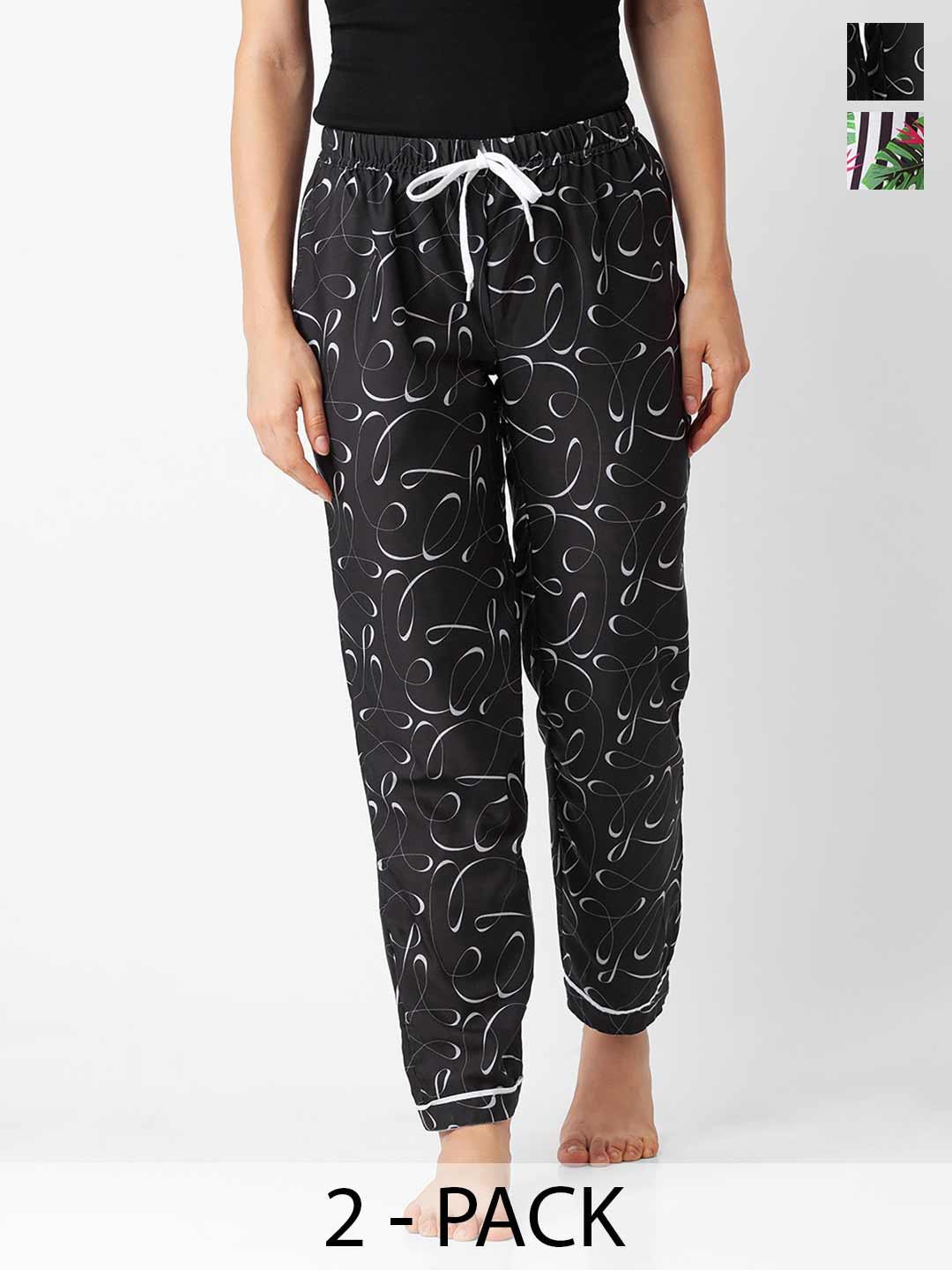 

NOIRA Women Pack Of 2 Printed Lounge Pants, White
