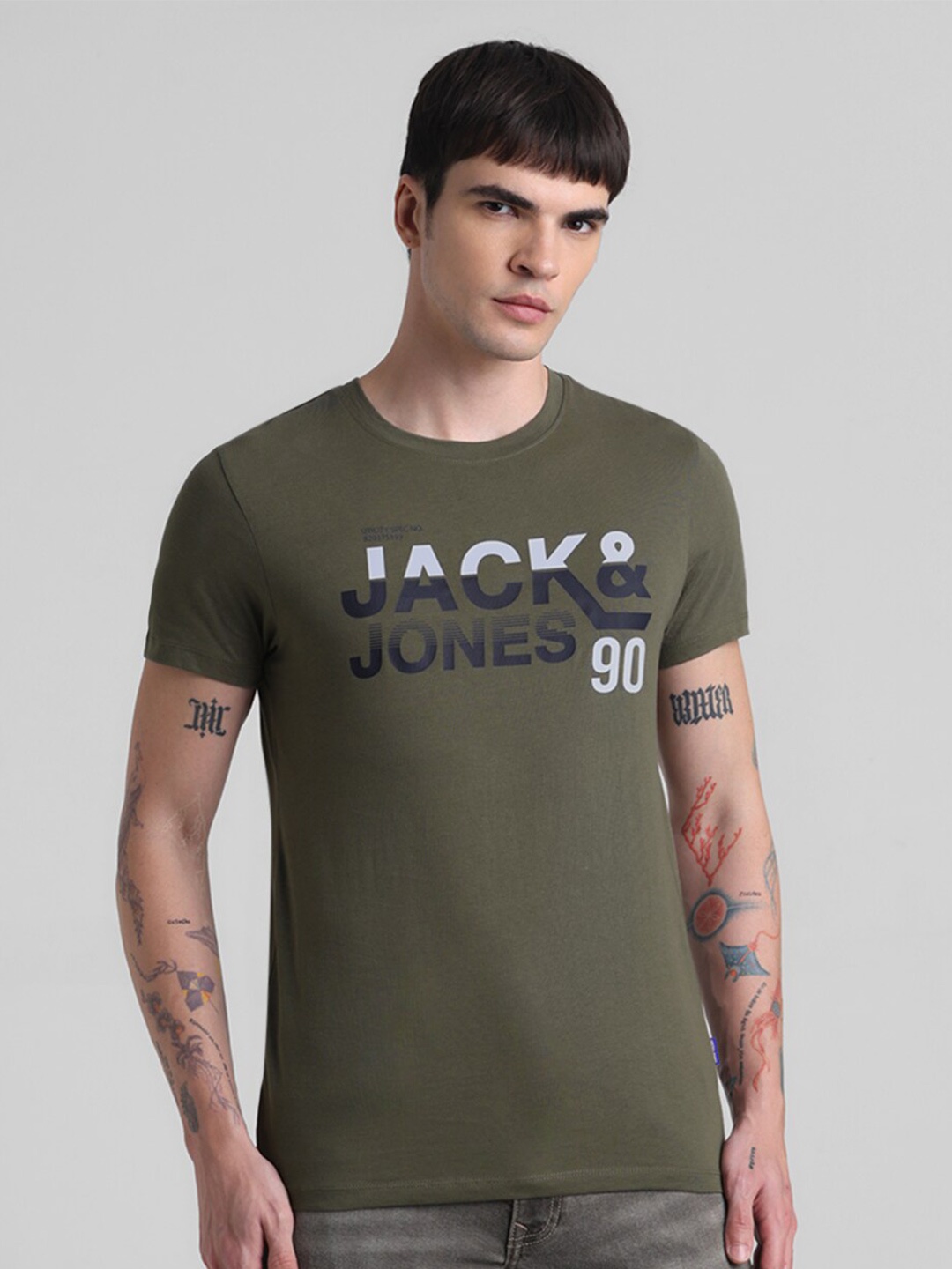 

Jack & Jones Typography Printed Round Neck Slim Fit T-shirt, Green