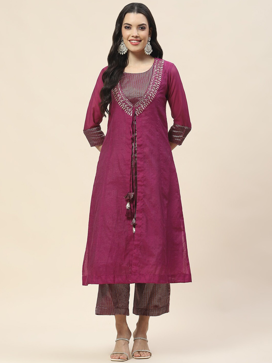 

Meena Bazaar Kurta with Trousers & Jacket, Purple