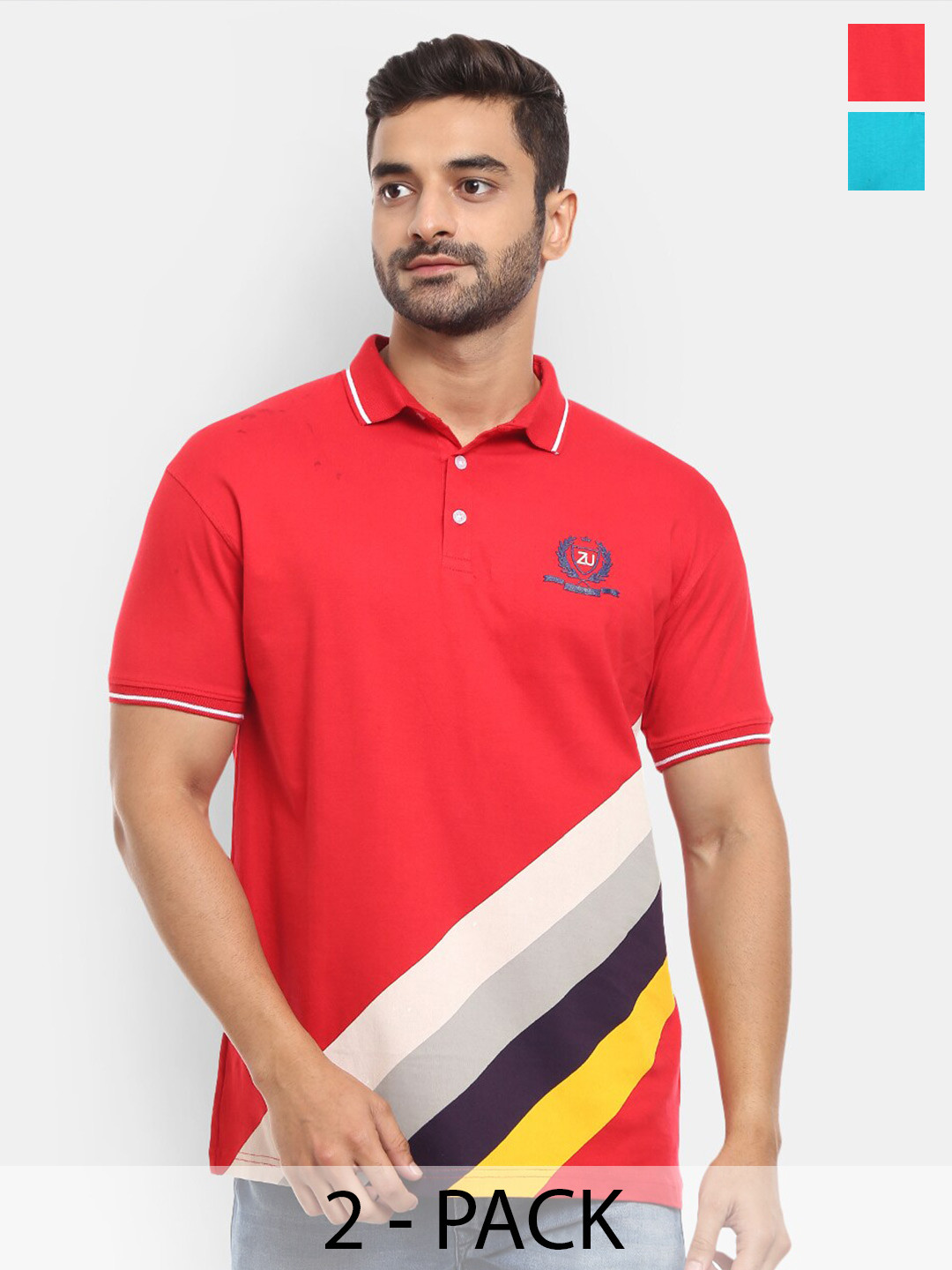 

V-Mart Pack Of 2 Cotton T-shirts, Red