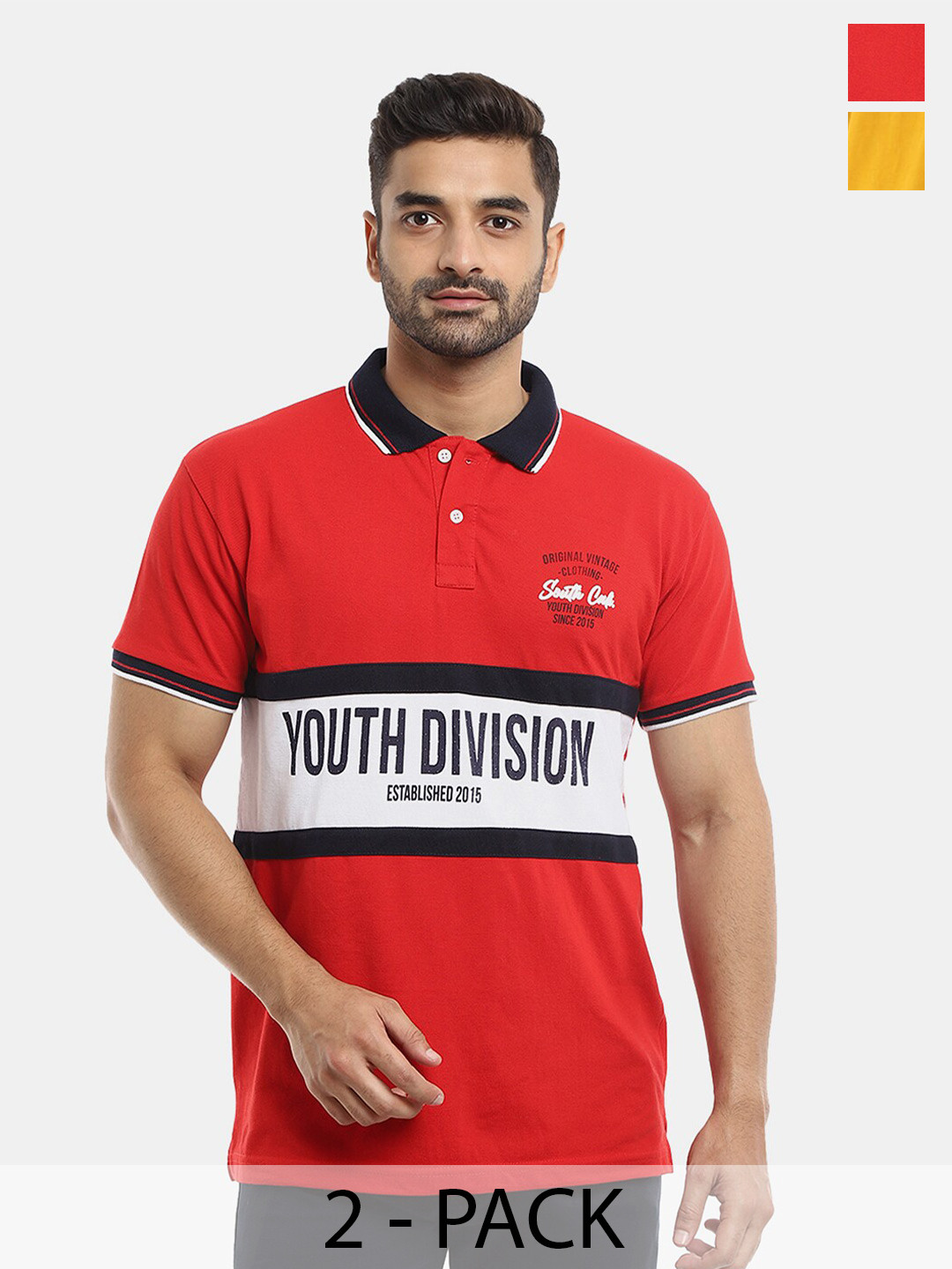 

V-Mart Pack Of 2 Cotton T-shirts, Red