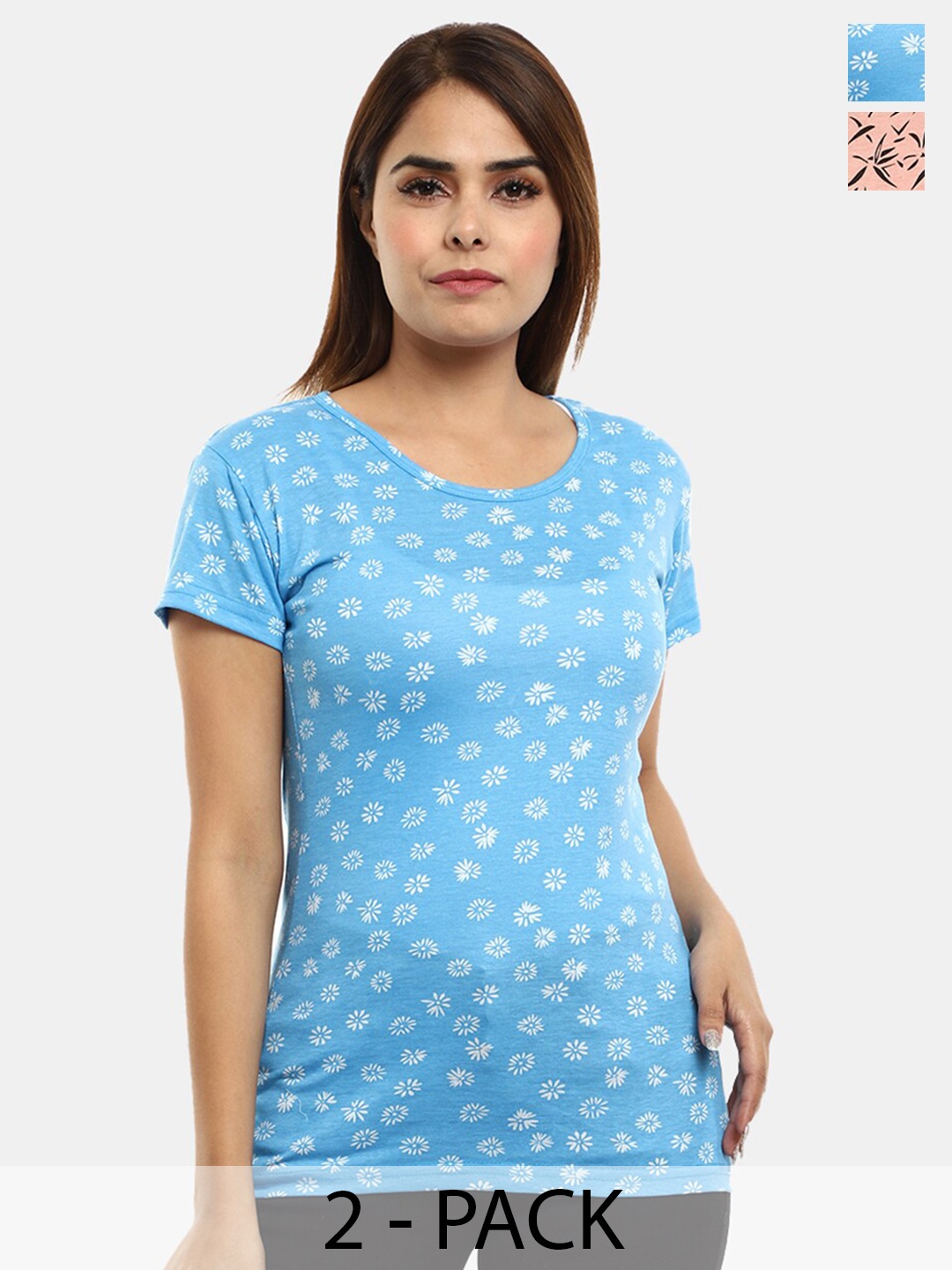 

V-Mart Pack of 2 Printed T-shirt, Blue