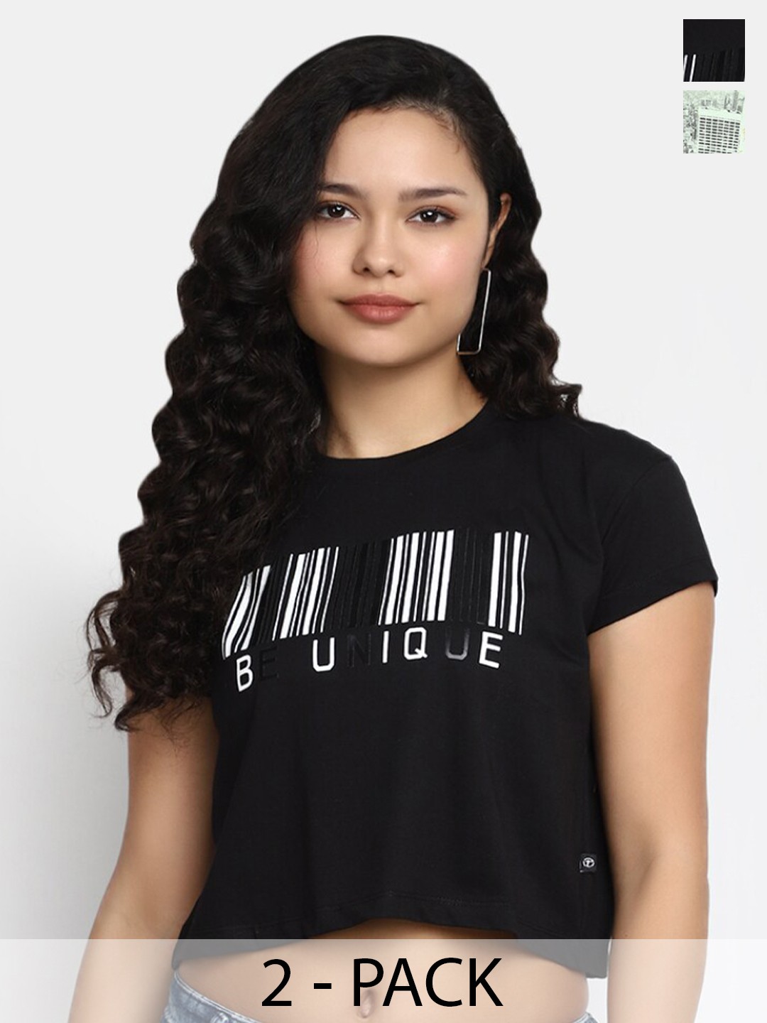 

V-Mart Pack of 2 Printed T-shirt, Black