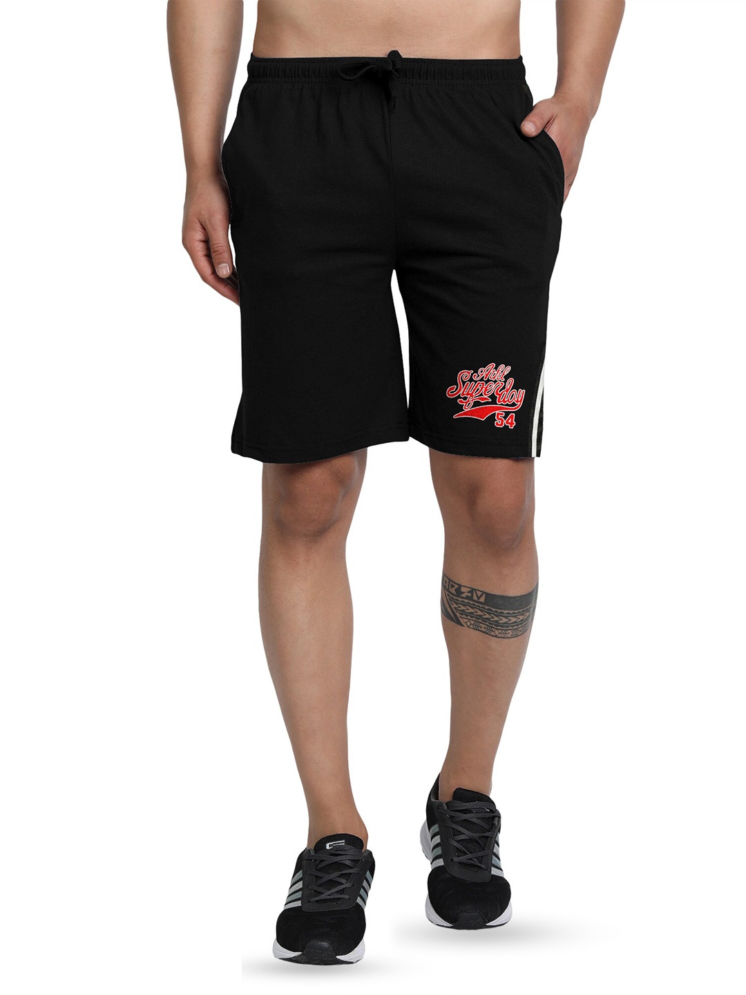 

FTX Men Mid Rise Typography Printed Shorts, Black