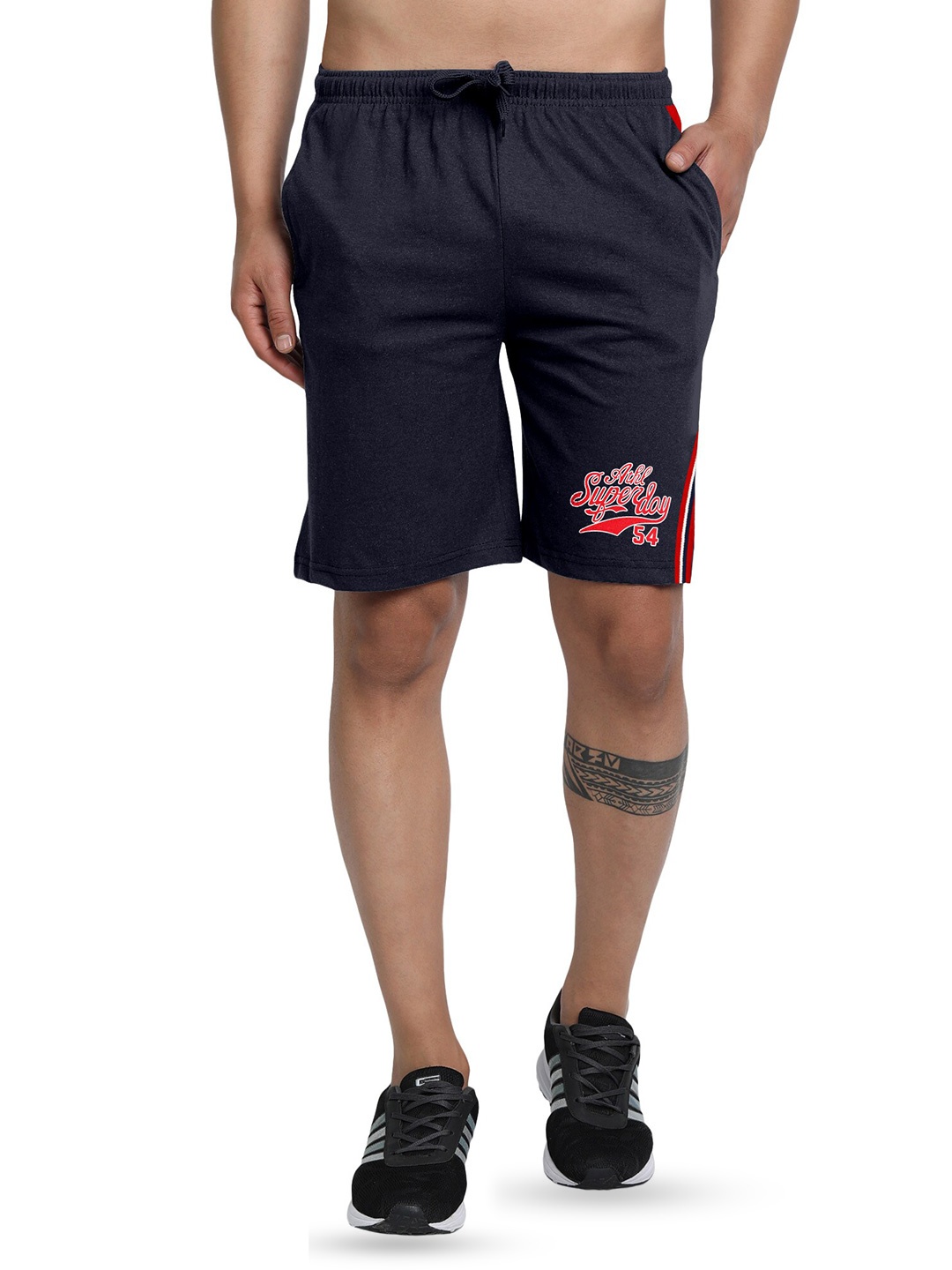 

FTX Men Mid Rise Typography Printed Shorts, Blue