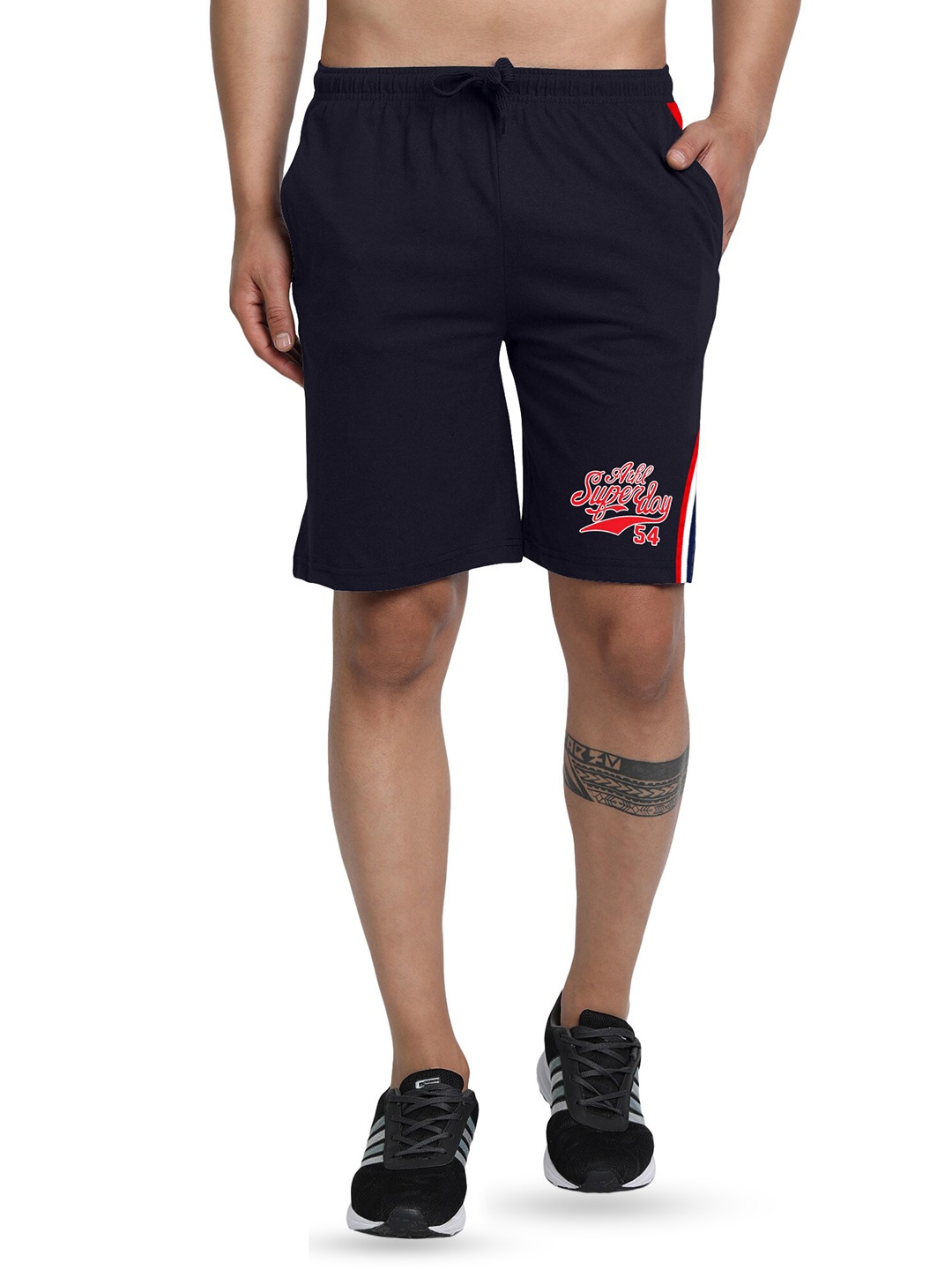 

FTX Men Mid Rise Typography Printed Shorts, Navy blue