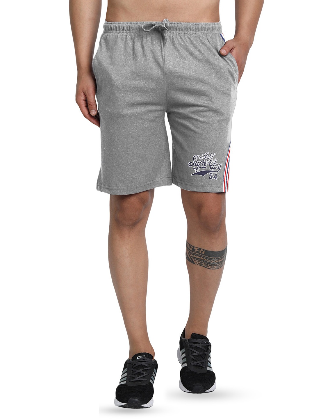 

FTX Men Mid Rise Typography Printed Shorts, Grey