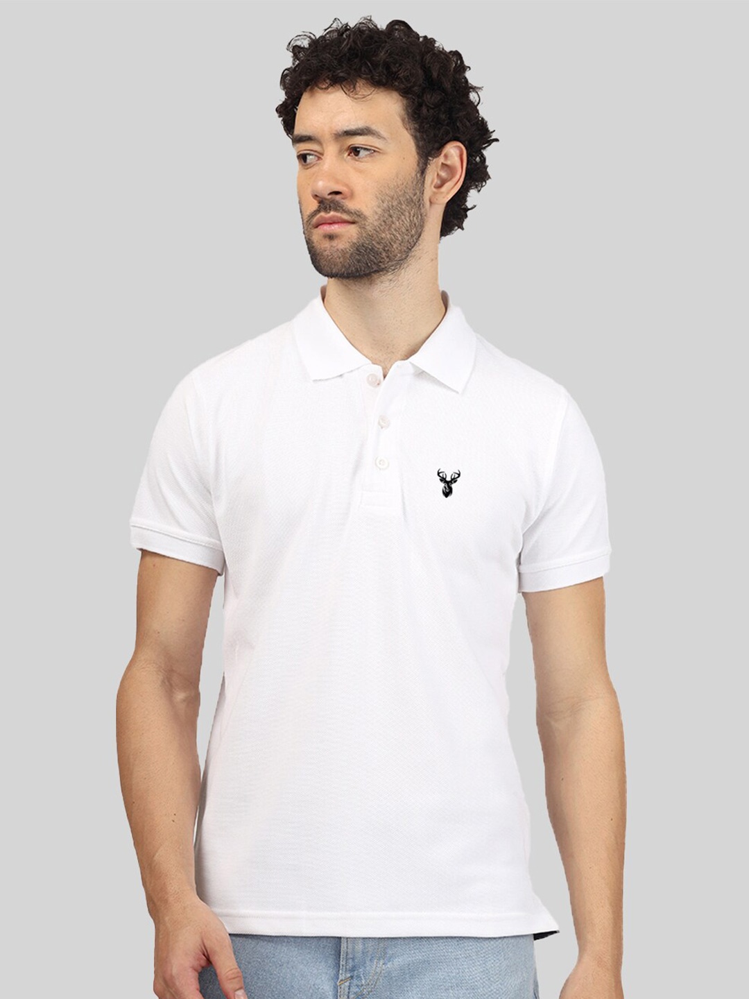 

Greylongg Polo Collar Regular Fit T-shirt, White