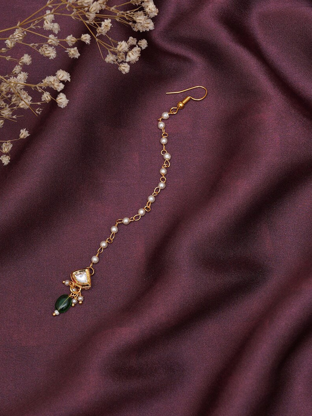 

Ruby Raang Girls Gold-Plated Kundan Studded & Beads Beaded Maang Tikka