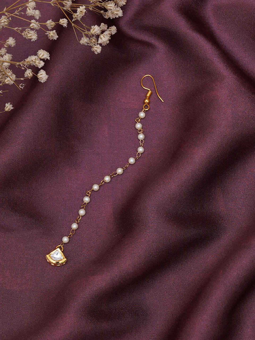 

Ruby Raang Gold-Plated Kundan-Studded & Beaded Layered Maang Tikka