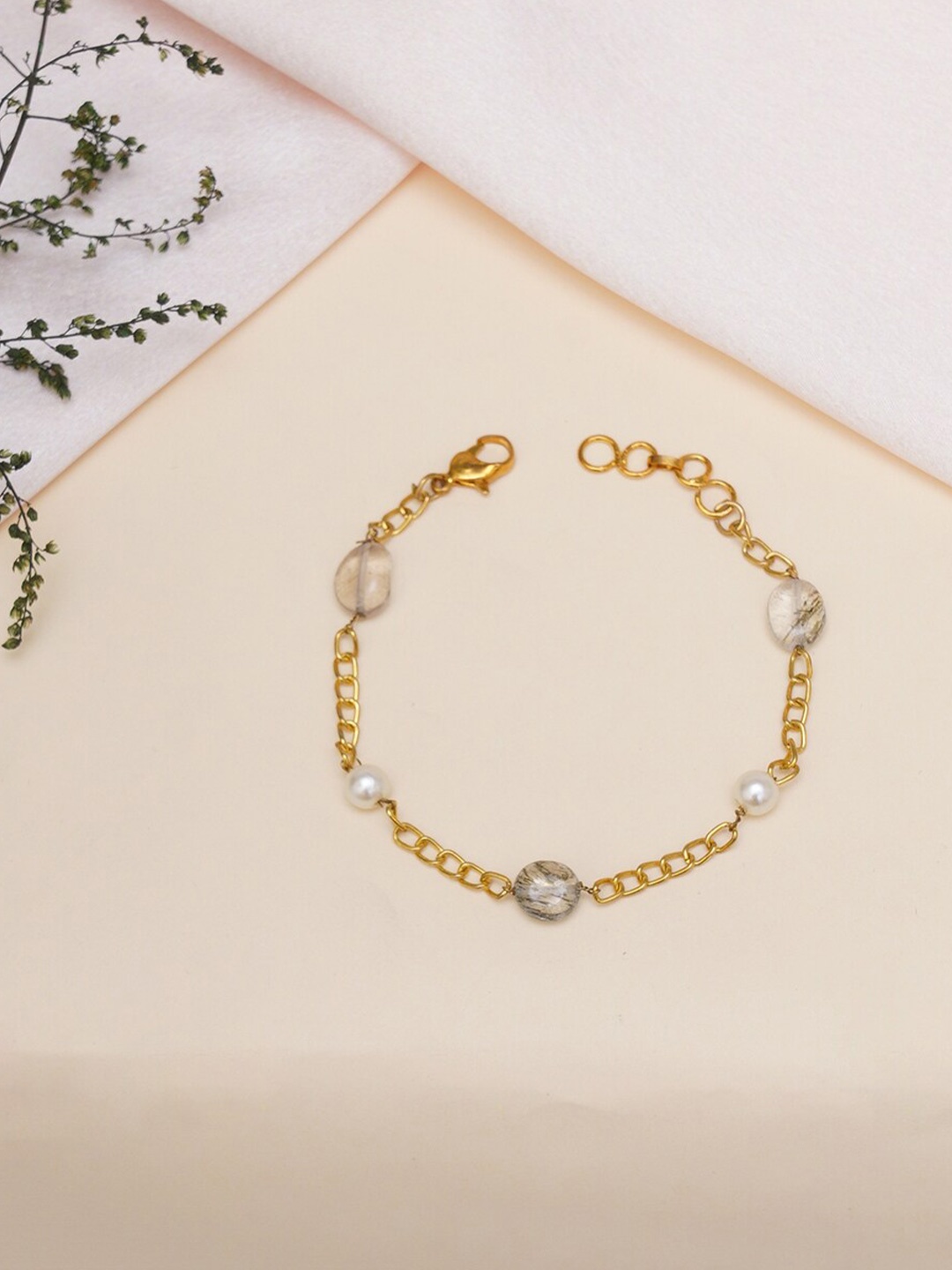 

Ruby Raang Girls Gold-Plated Stones Studded Link Bracelet
