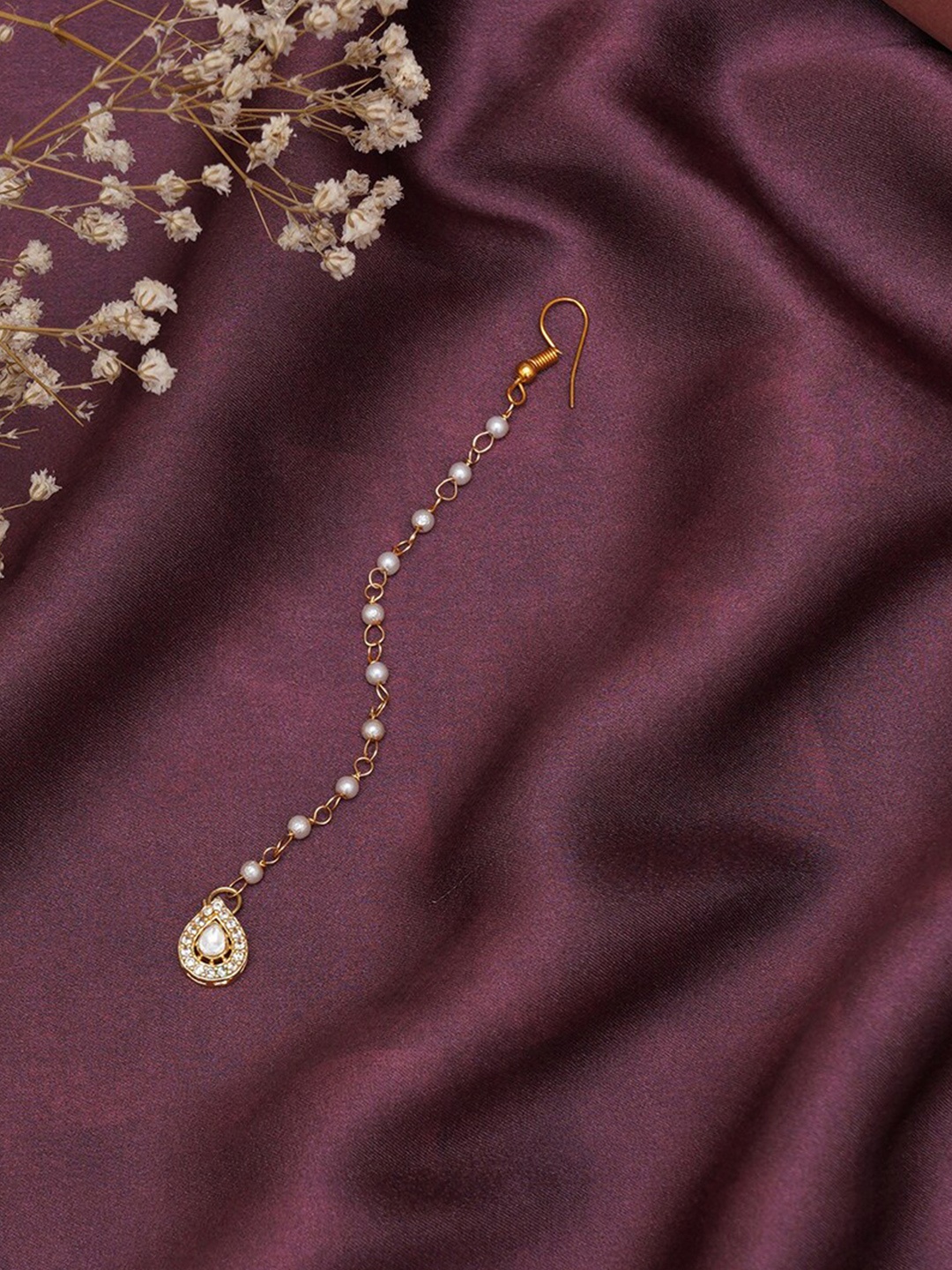 

Ruby Raang Gold-Plated Kundan Studded Maang Tikka