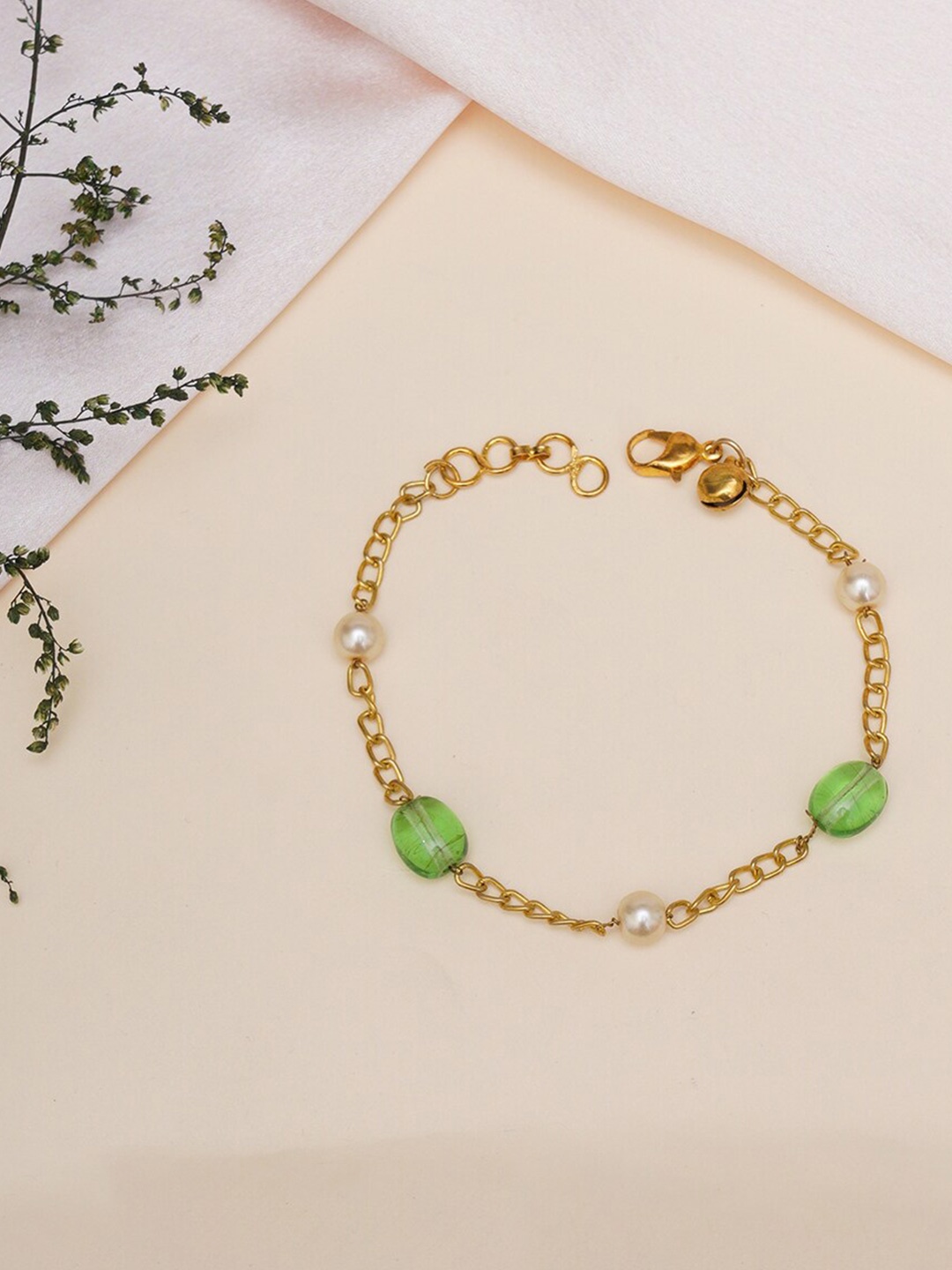 

Ruby Raang Girls Gold-Plated Stones Studded Link Bracelet