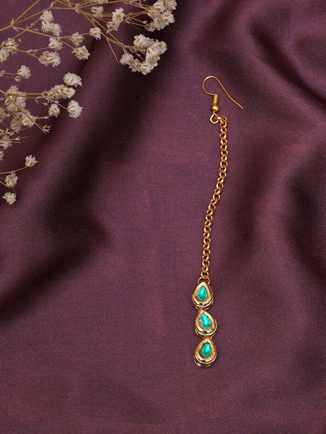 

Ruby Raang Girls Gold-Plated Kundan Studded Maang Tikka