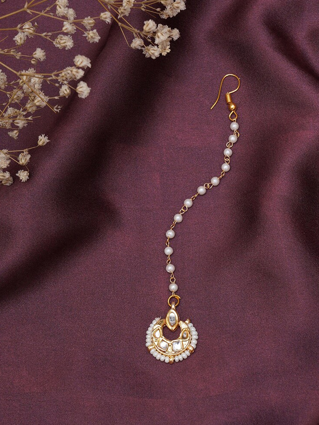 

Ruby Raang Girls Gold-Plated Kundan Studded Maangtikka