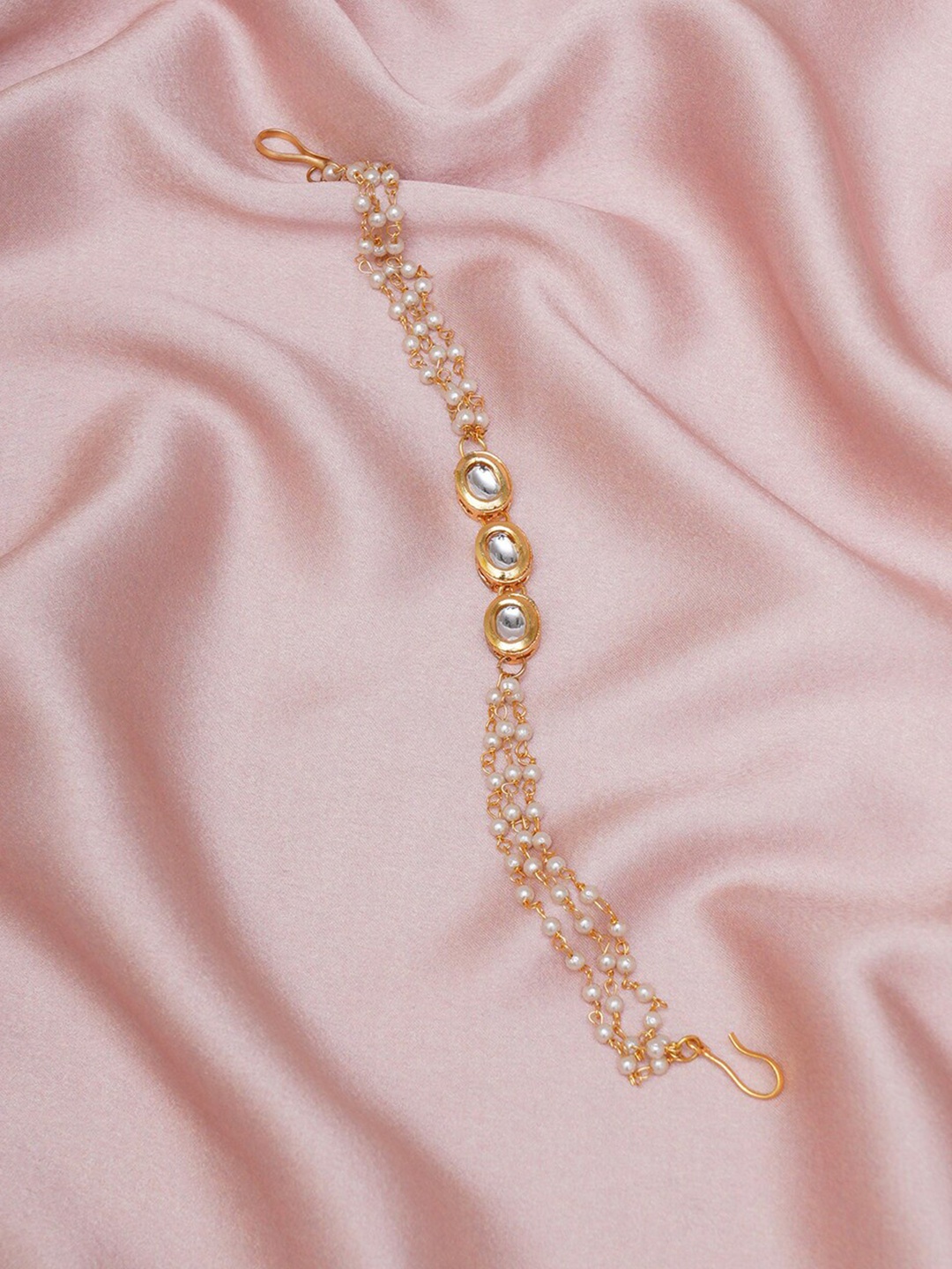

Ruby Raang Girls Gold-Plated Kundan-Studded & Beaded Hair Chain