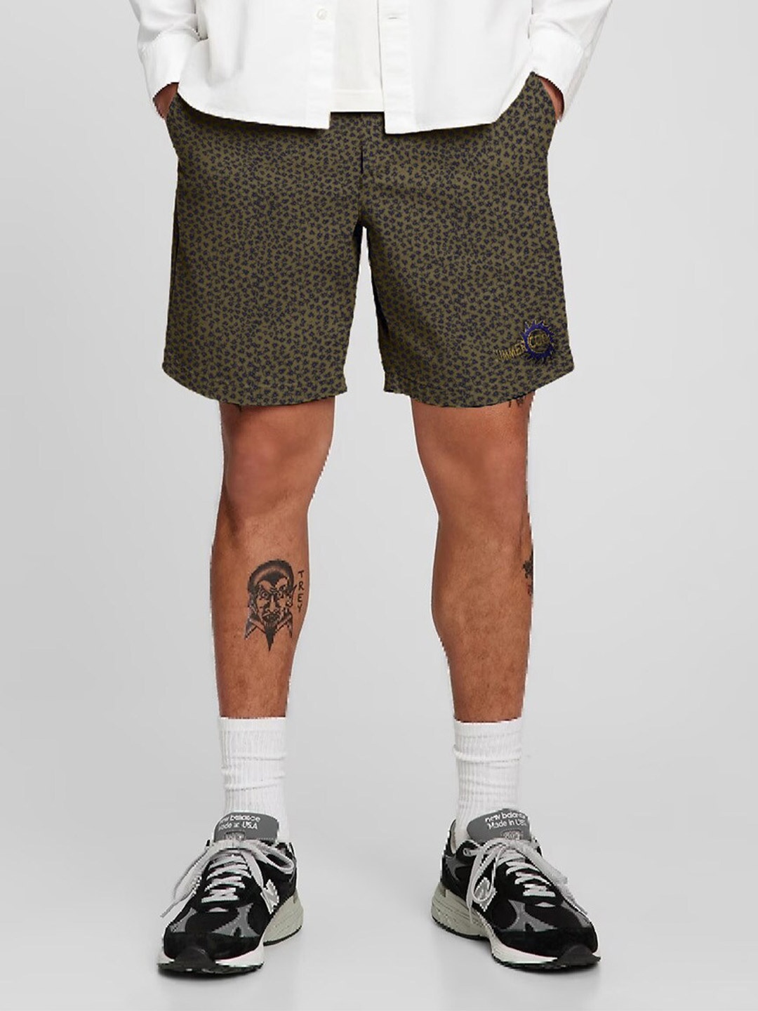 

FTX Men Micro Ditsy Printed Pure Cotton Shorts, Olive