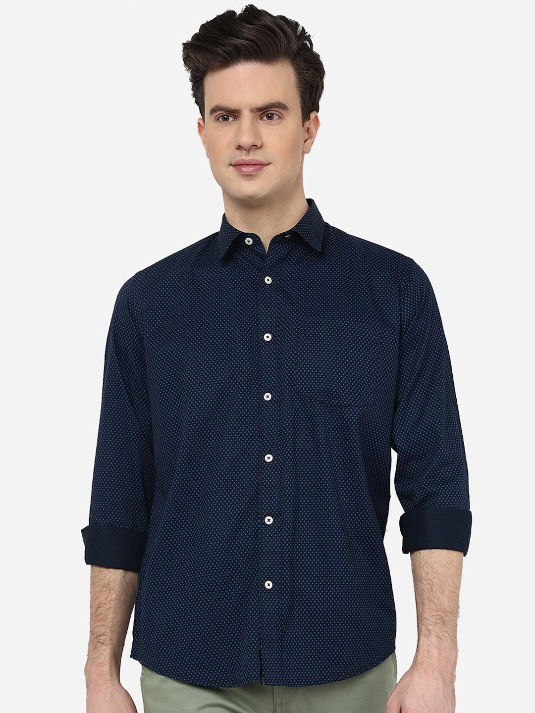 

Greenfibre Opaque Abstract Printed Cotton Casual Shirt, Blue
