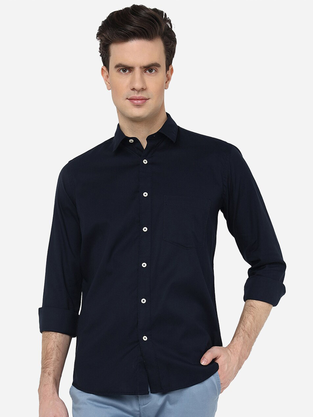 

Greenfibre Opaque Cotton Casual Shirt, Blue
