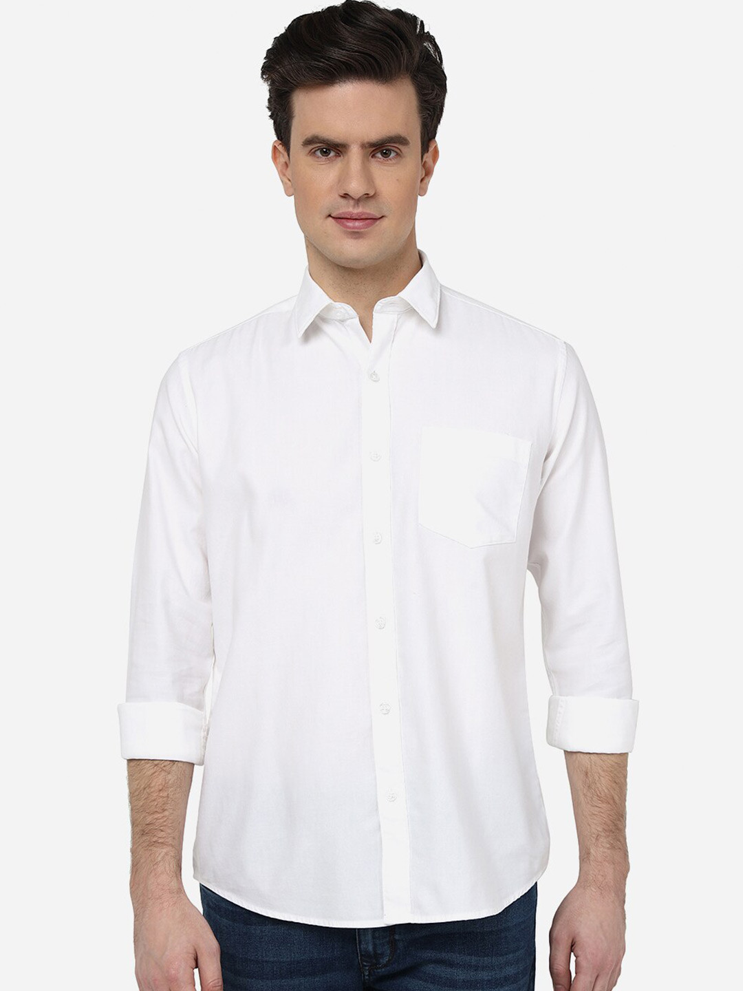 

Greenfibre Regular Fit Spread Collar Pure Cotton Casual Shirt, White
