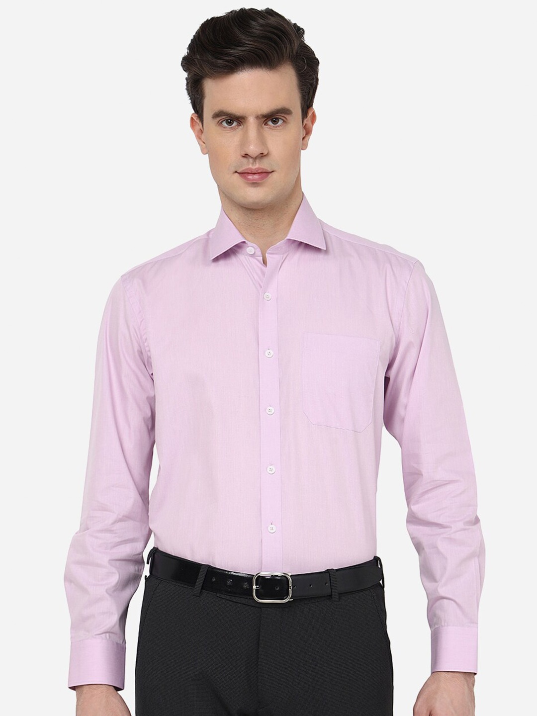 

JADE BLUE Spread Collar Long Sleeve Opaque Regular Fit Formal Shirt, Pink