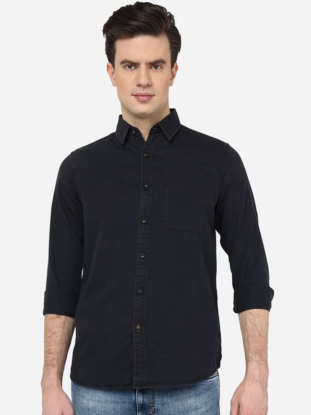 

JADE BLUE Slim Fit Opaque Cotton Casual Shirt, Grey
