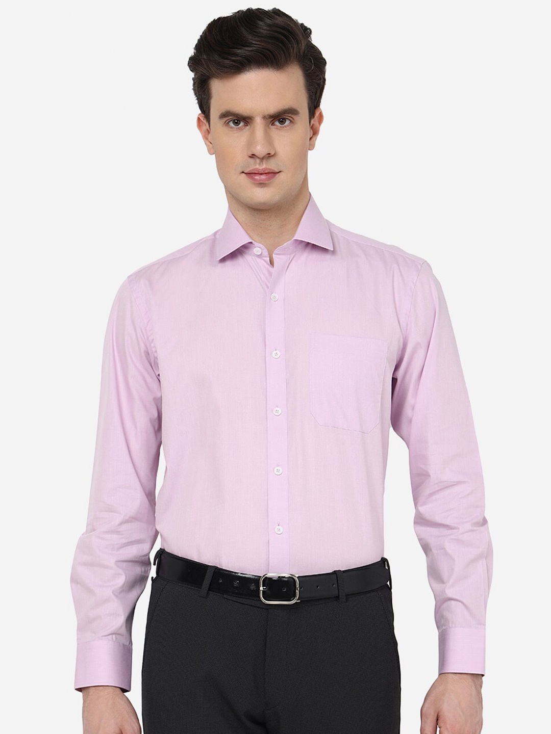 

JADE BLUE Spread Collar Long Sleeve Opaque Regular Fit Formal Shirt, Pink