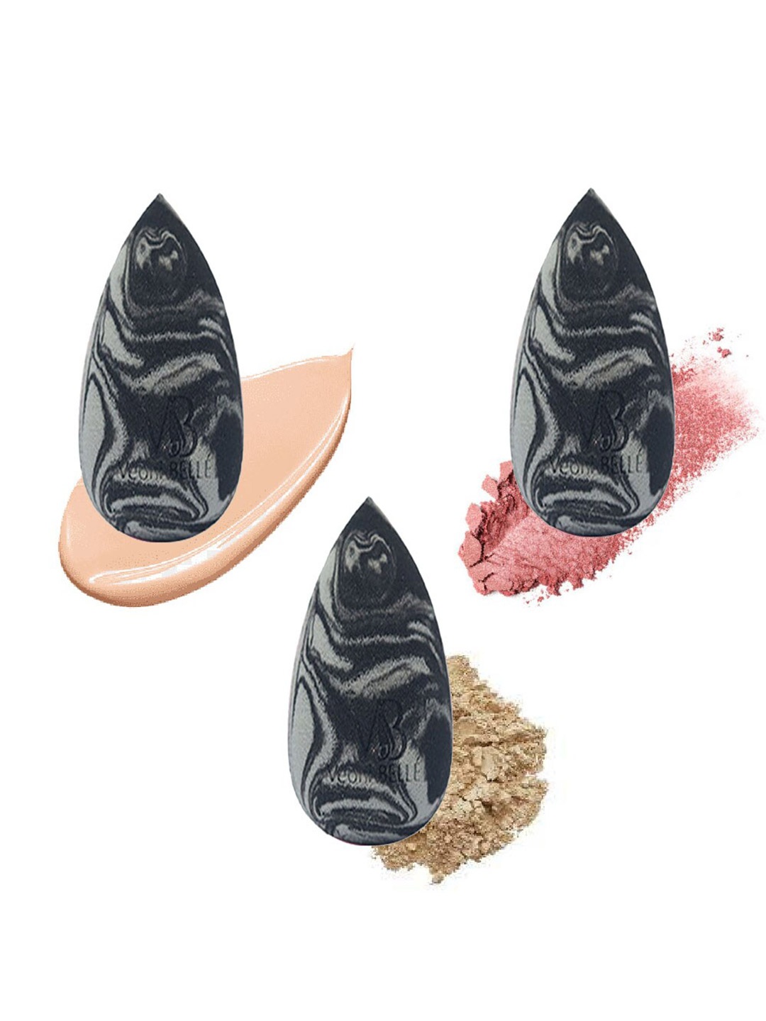 

Veoni BELLE Set of 3 Soft Latex Free Makeup Beauty Blender - Black
