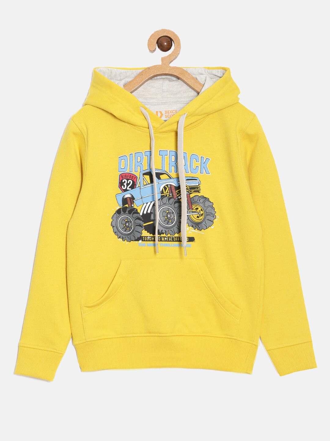 

DIXCY SCOTT Boys Yellow Printed Hooded Sweatshirt