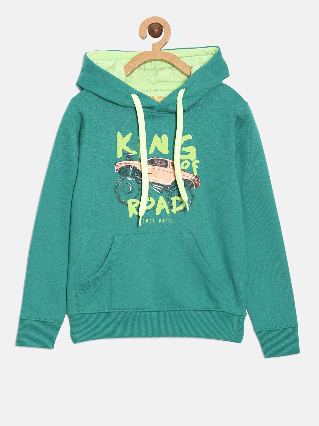 

DIXCY SCOTT Boys Green Printed Hooded Sweatshirt