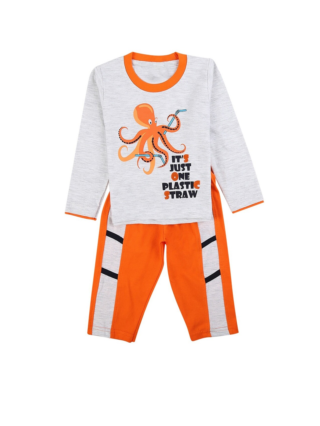 

V-Mart Kids Pack Of 2 Graphic Printed Pure Cotton Clothing Set, Grey