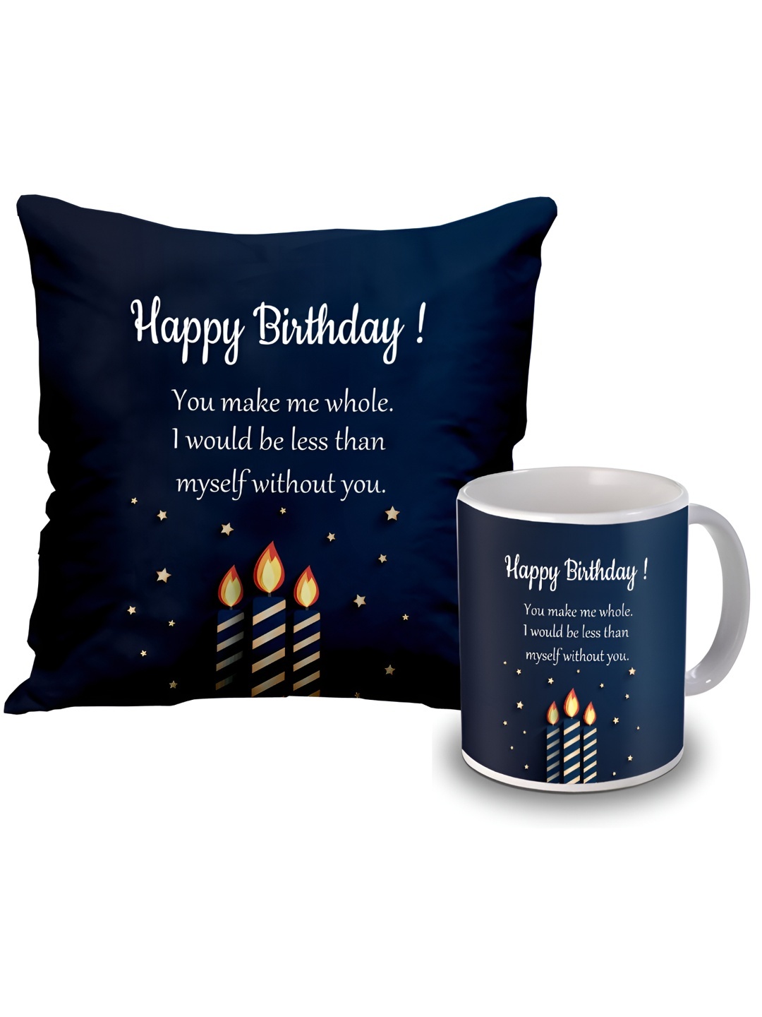 

ME & YOU Navy Blue & White 2 Pieces Printed Mug & Cushion Gift Sets