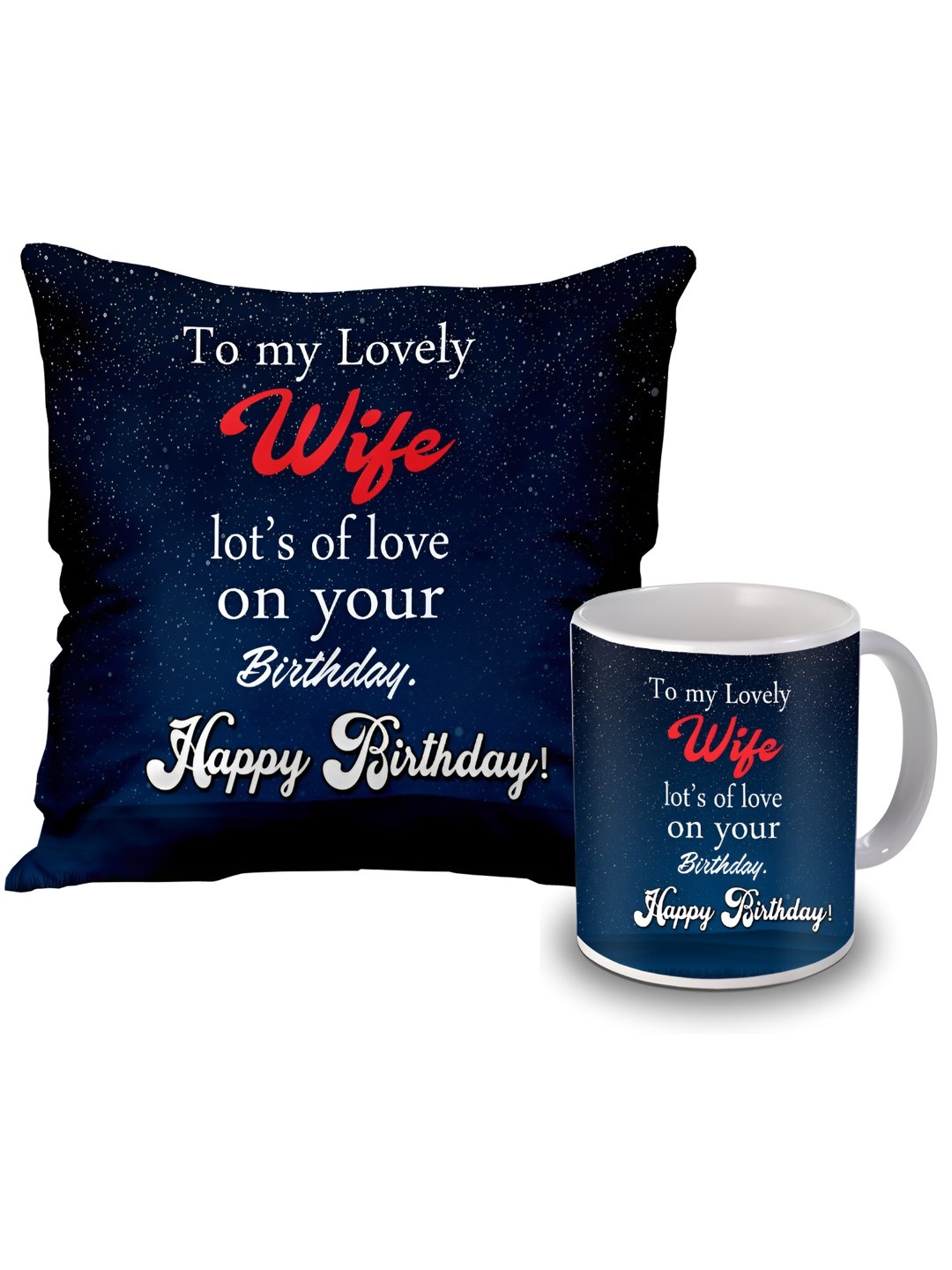 

ME & YOU Navy Blue & White 2 Pcs Printed Mug & Cushion Gift Sets