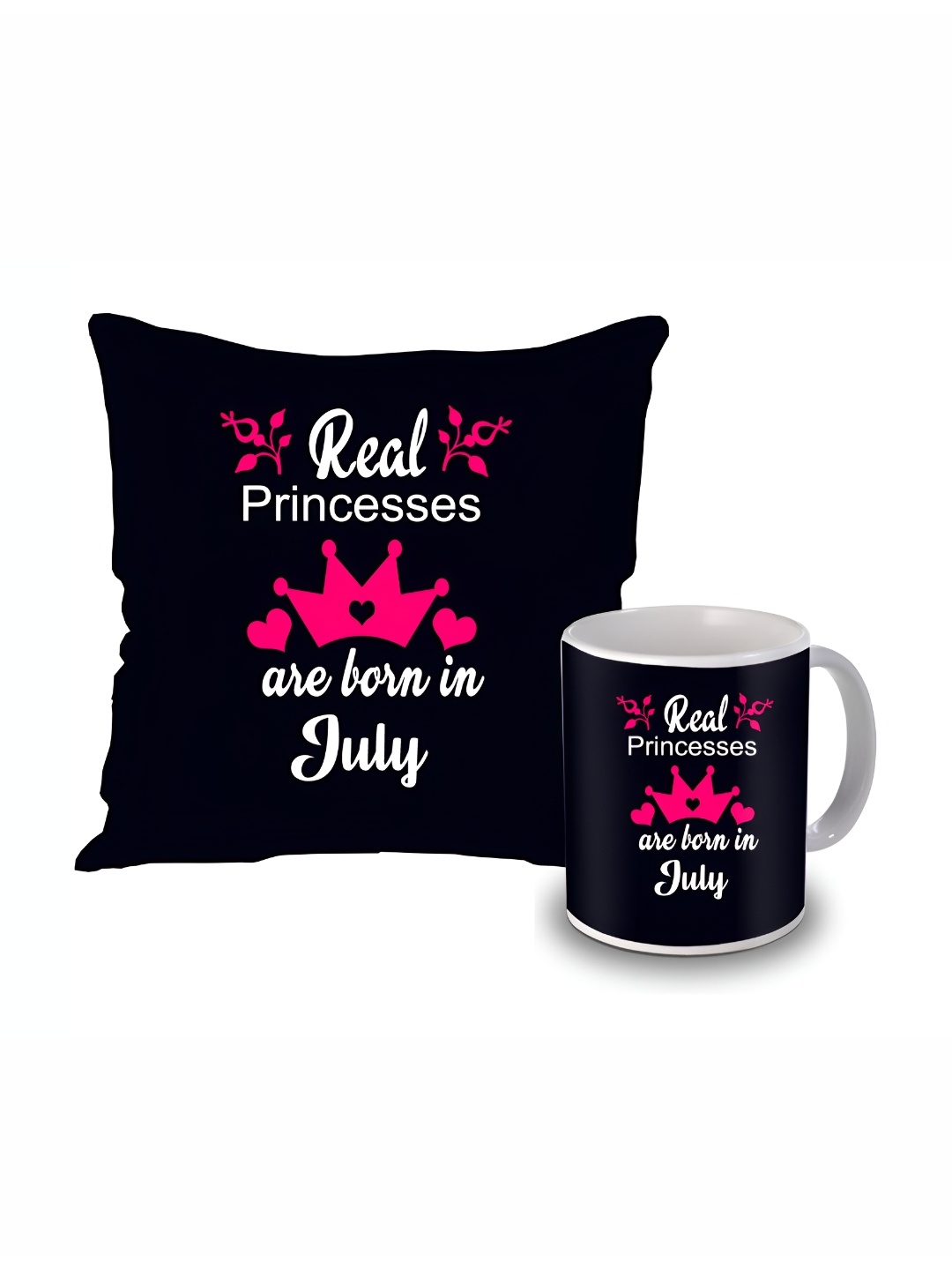 

ME & YOU Black & Pink 2 Pieces Printed Mug & Cushion Gift Sets