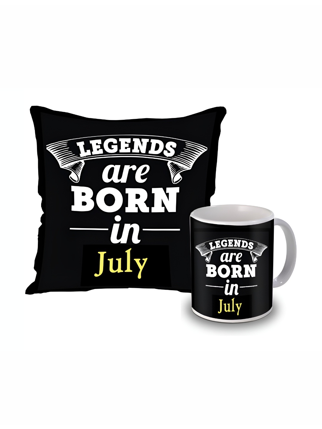 

ME & YOU Black White 2 Pieces Printed Mug And Cushion Gift Sets