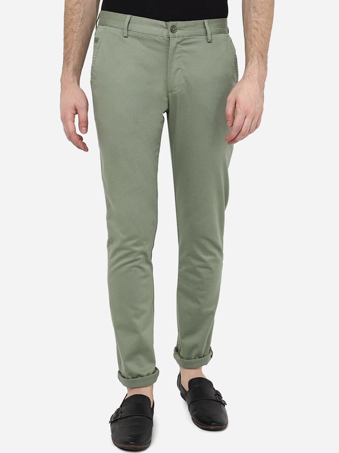 

Greenfibre Men Slim Fit Trousers, Green