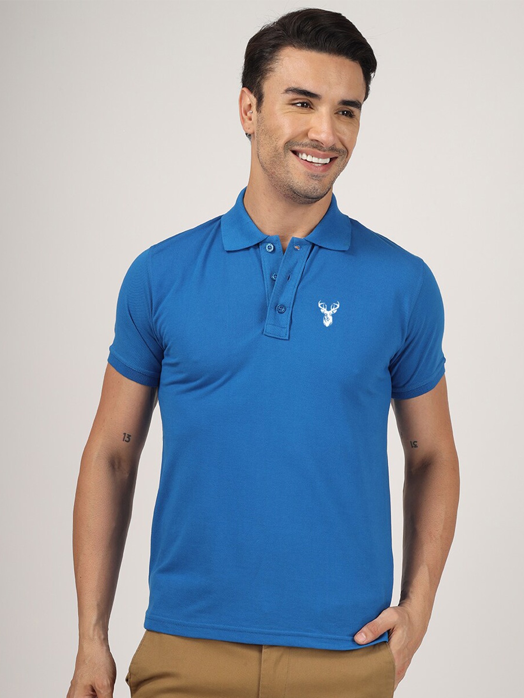 

Greylongg Cotton Polo Collar T-shirt, Blue