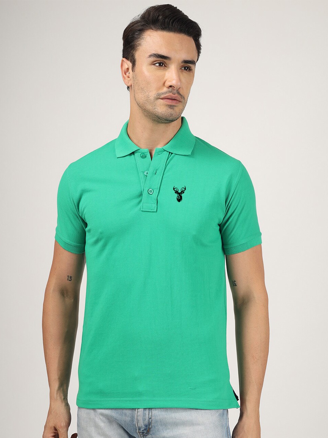 

Greylongg Polo Collar Regular Fit T-shirt, Green