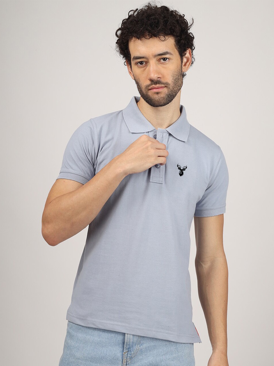 

Greylongg Polo Collar Regular Fit T-shirt, Grey