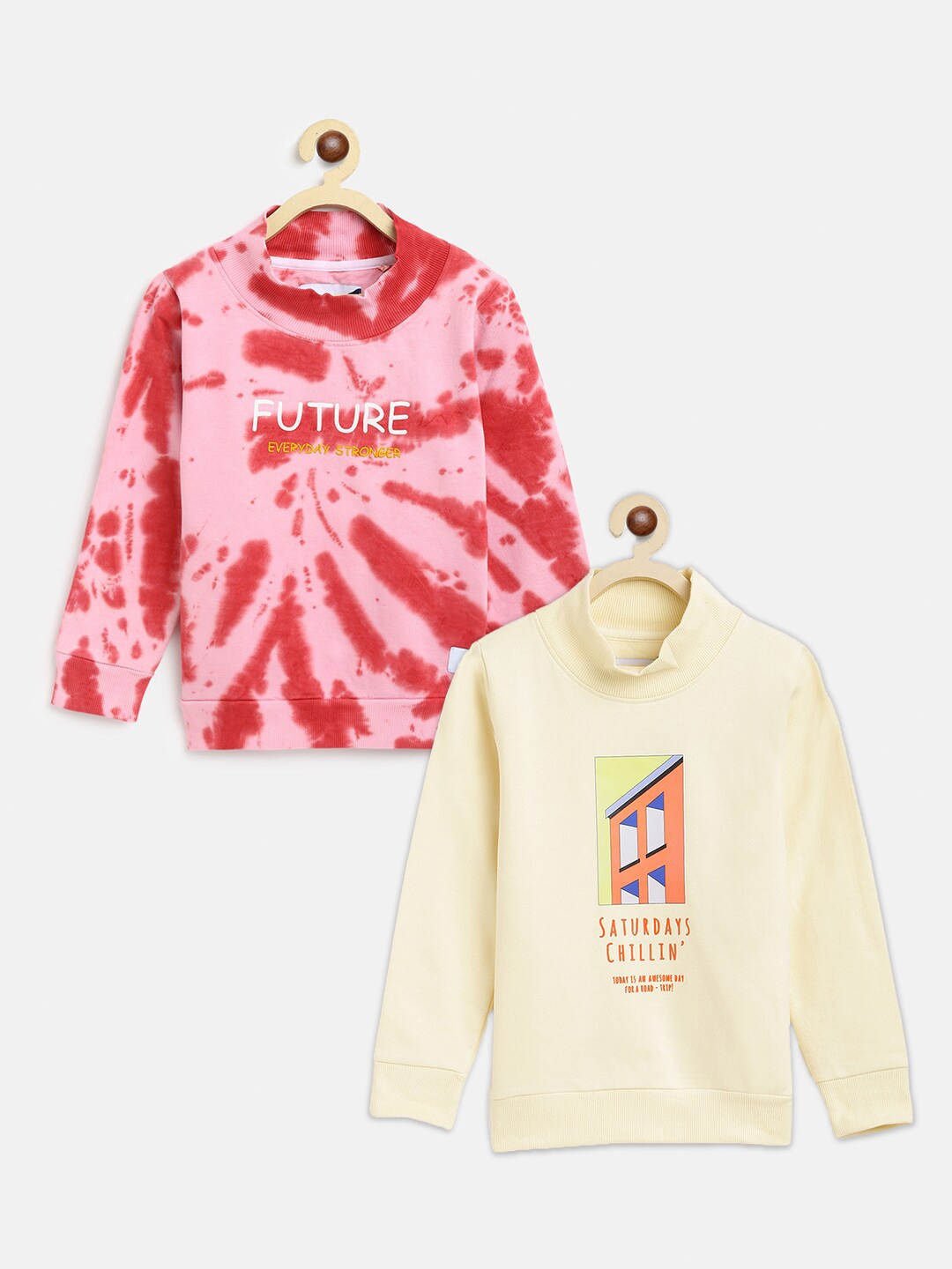

TALES & STORIES Boys Pack of 2 Round Neck Pullover Sweatshirts, Yellow