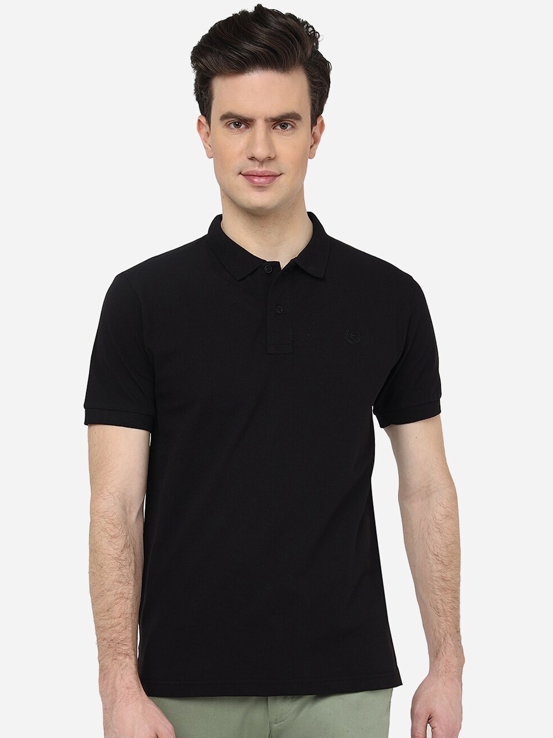 

Greenfibre Half Sleeve Polo Collar Slim Fit T-shirt, Black